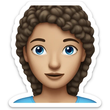 Brunette woman with blue eyes and freckles sticker