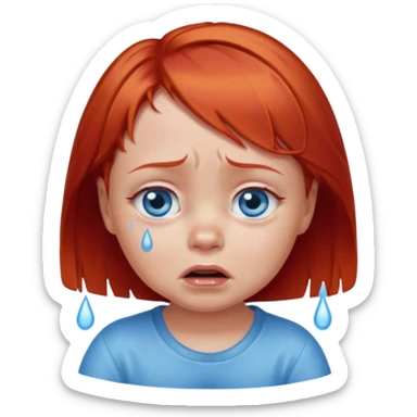 red hair baby girl big eyes short hair crying sticker