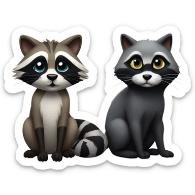 Raccoon and cat  sticker