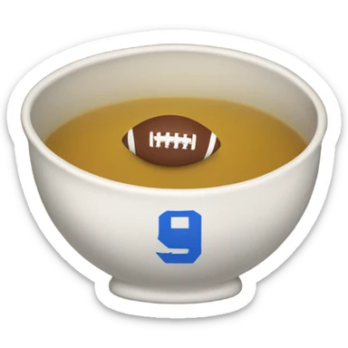 football playing sitting in soup bowl sticker