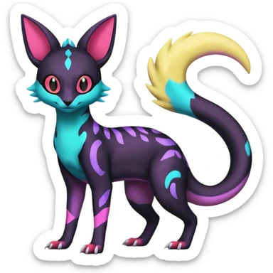 Neon pastel Salandit-Umbreon-Genet-Noivern-Noibat-Serval-Hybrid (Full body) sticker