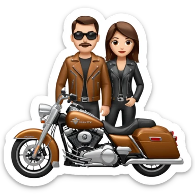 Un couple de biker sur une harley road king sticker