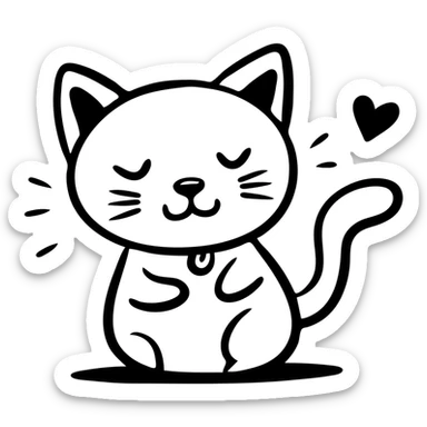 custom cat character inspired by TenSquared server logo, black and white, sad emotion, hand drawn icon style sticker