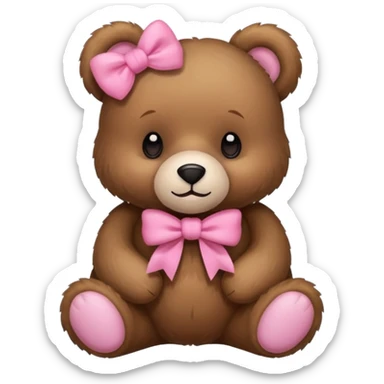 Cozy Bear with a pink bow sticker
