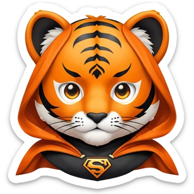 tiger face with superhero cape for Twitch emote sticker