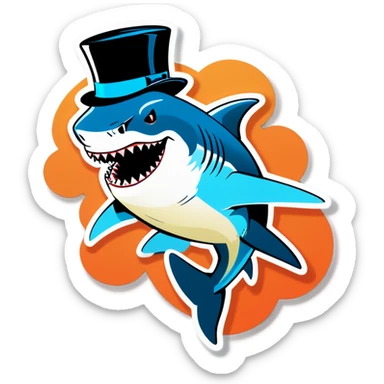 Shark with a top hat sticker