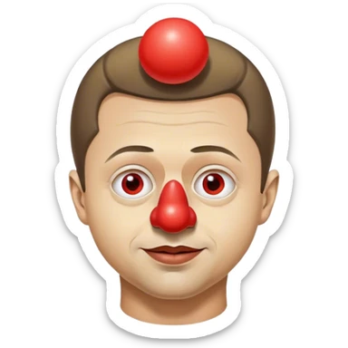 Volodymyr Zelenskyy war-clown with red clown nose sticker