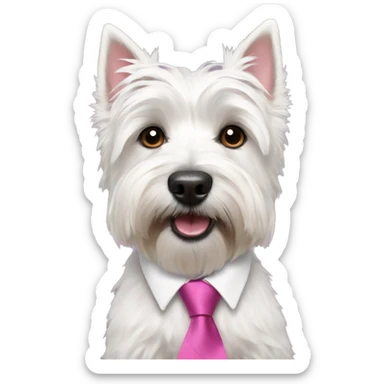 Westie with pink tie sticker