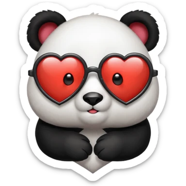 Panda with heart glasses sticker