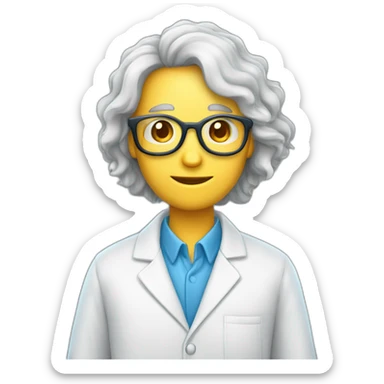 personagem de cabelo loiro com um oculos de cientista e moletom azul usando capuz sticker