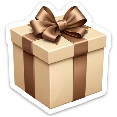 beige GIFTBOX with brown vintage satin bow sticker