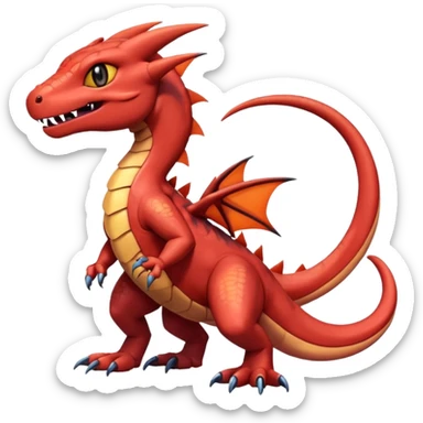 Cute Shiny brown iridescent Guilmon-Salandit-Fakémon-hybrid-creature (full body)  sticker