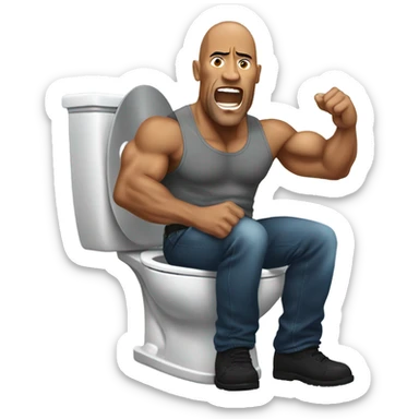 The Rock coming out of a toilet sticker