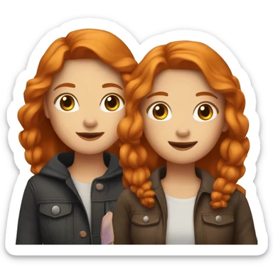 2 girls being best friends. A ginger and a brunette  sticker