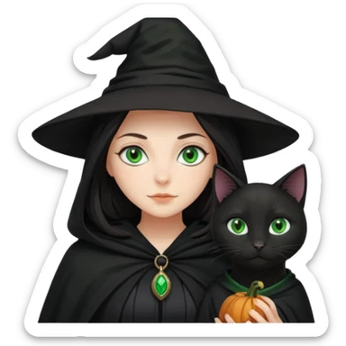 Witch with cat companion sticker
