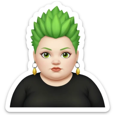 fat woman green mohawk sticker