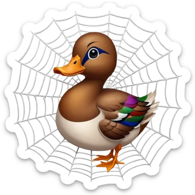 A duck stuck in spider webs  sticker