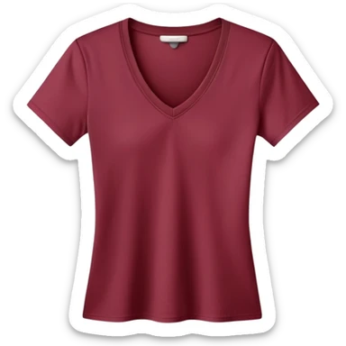 only a wine red V-neck t-shirt, cropped short length, flat lay, isolated garment, white background, no model, no person sticker