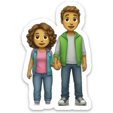 Boy girl standing in hall sticker