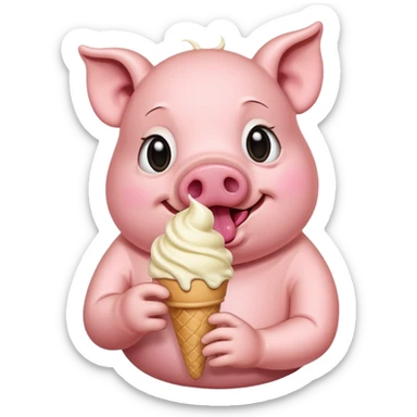 Pig eating ice cream sticker