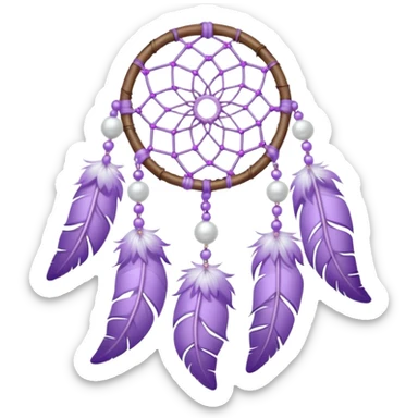 Pastel Violet lavender dreamcatcher, white bead pearls  sticker