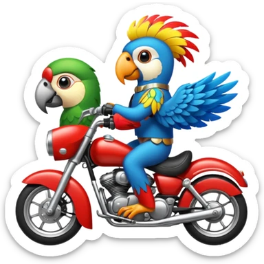 Parrot riding a motorcycle  sticker