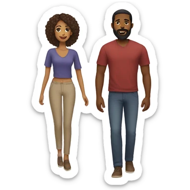 Couple black man with beard and mixed race woman sticker