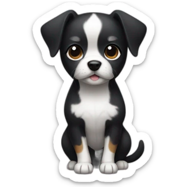 Black small dog with White spot in the belly sticker