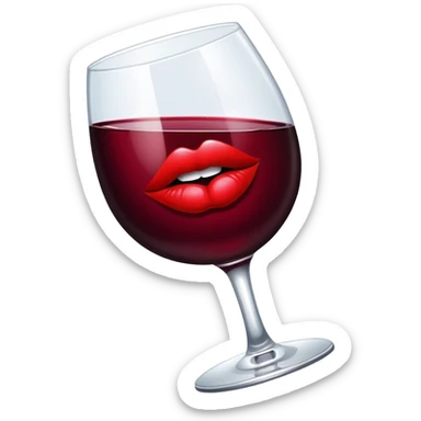 Vino con beso en la copa sticker