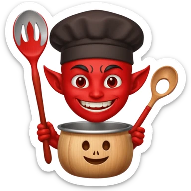 Cooker like demon with a smile and wooden spoon sticker