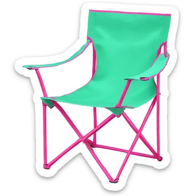 Realistic mint green and hot pink folding outdoor chair. sticker