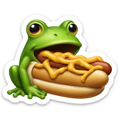 A frog eating a hotdog sticker