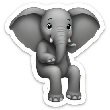 elephant sitting on chair wirh his back facing  sticker