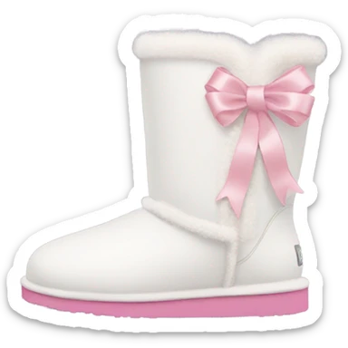 White Ugg boots with light pink ribbons  sticker