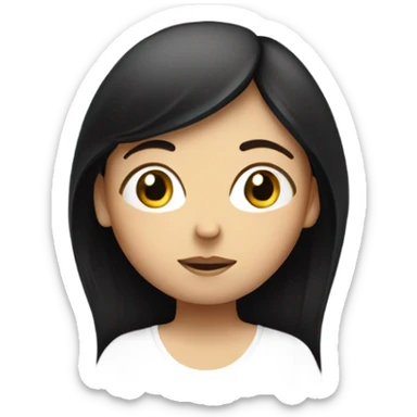 young white girl with black hair  meditating sticker