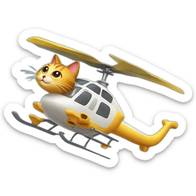 Cat flying with its tail as a helicopter blade sticker