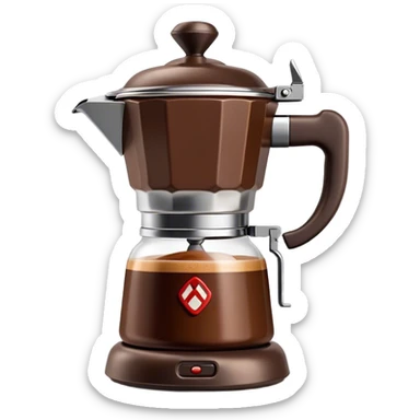 Cinematic Realistic Moka Pot Pop Culture Emoji, featuring an iconic Italian coffee maker rendered with classic charm and warm, inviting lighting. sticker