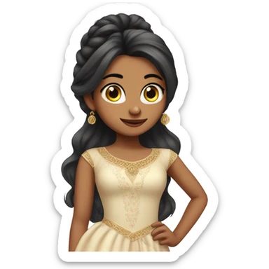 Priya girl wih big eye's long hairs an wearing lon gown sticker