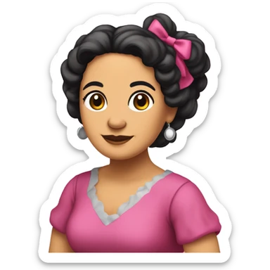 Mariana Bracetti Cuevas was a patriot and leader of the Puerto Rico independence movement. Pink dress. 2 pigtails. Dark hair old woman. sticker