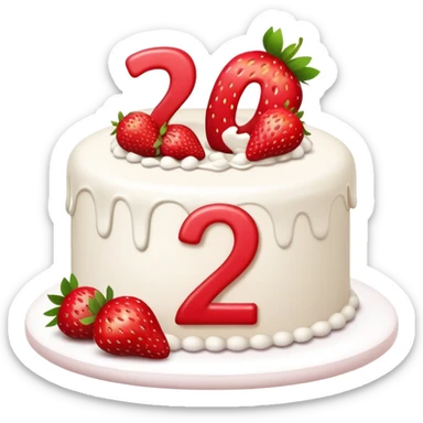 Strawberry birthday cake with the number 27 on it  sticker