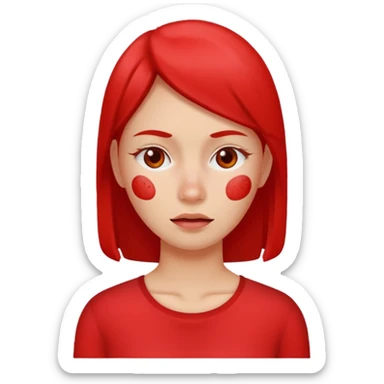 woman with red acne face sticker