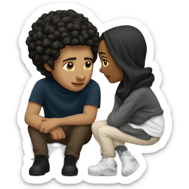 sitting together on city street sticker