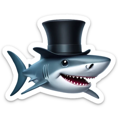 Shark with a top hat sticker