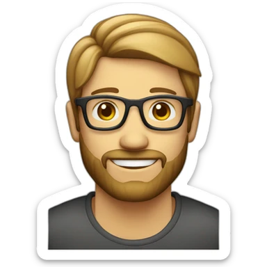 homem de óculos sem cabelos e com barbas e com sorriso no rosto sticker