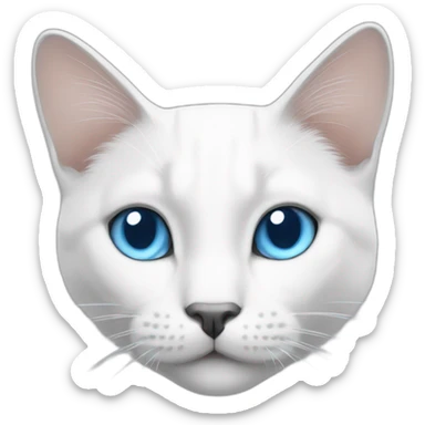 White cat with blue eyes and grey snout sticker