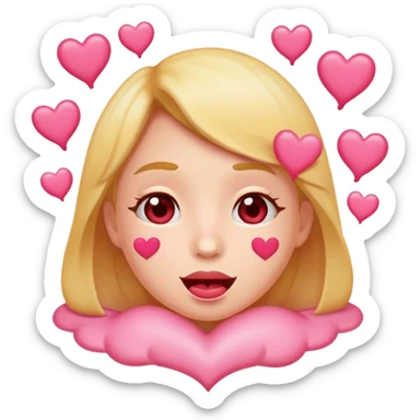 
A drooling, love-struck face emoji with floating pink hearts sticker