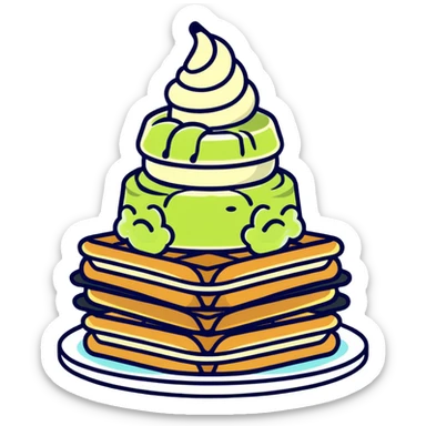 matcha ice cream on a stack of waffles sticker