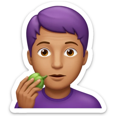 a guy sucking on an eggplant  sticker
