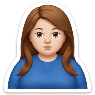 Fat white girl with brown long hair and blue clothes  sticker