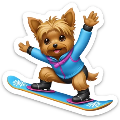 Yorkie snowboarding sticker